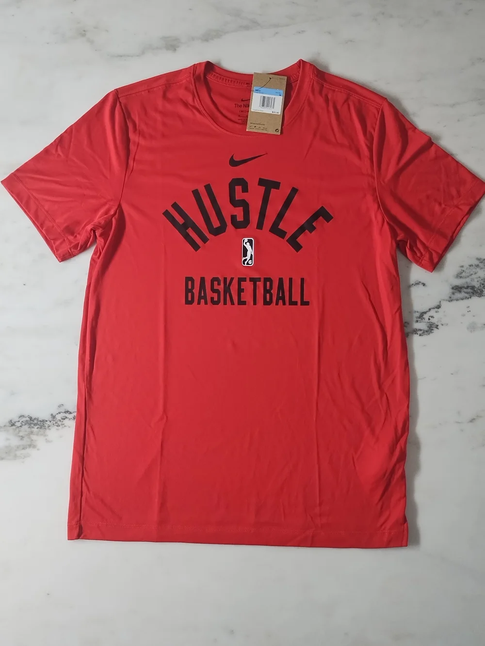 Nike Red Athletic Dri-FIT Crew Tee with Black Swoosh